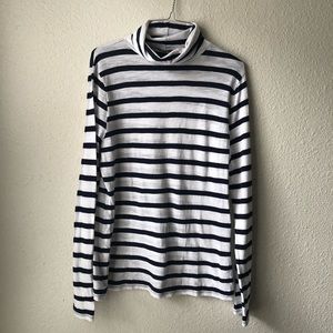 Garnet Hill Striped Long Sleeve Turtleneck Top L